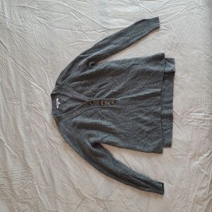 Madewell Charcoal V-Neck Button-Up Sweater